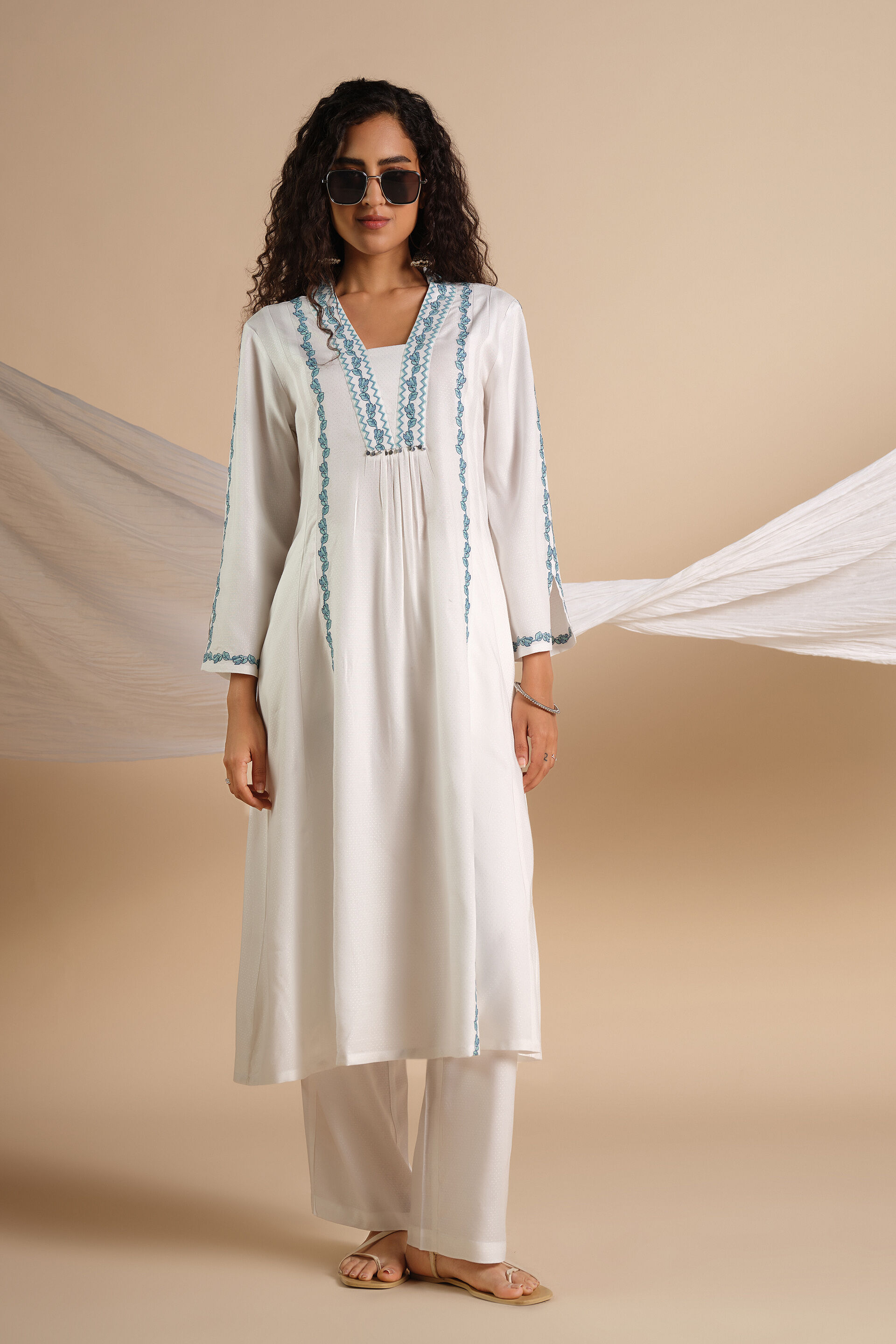 Summer Noor Kurta Set, White, image 2